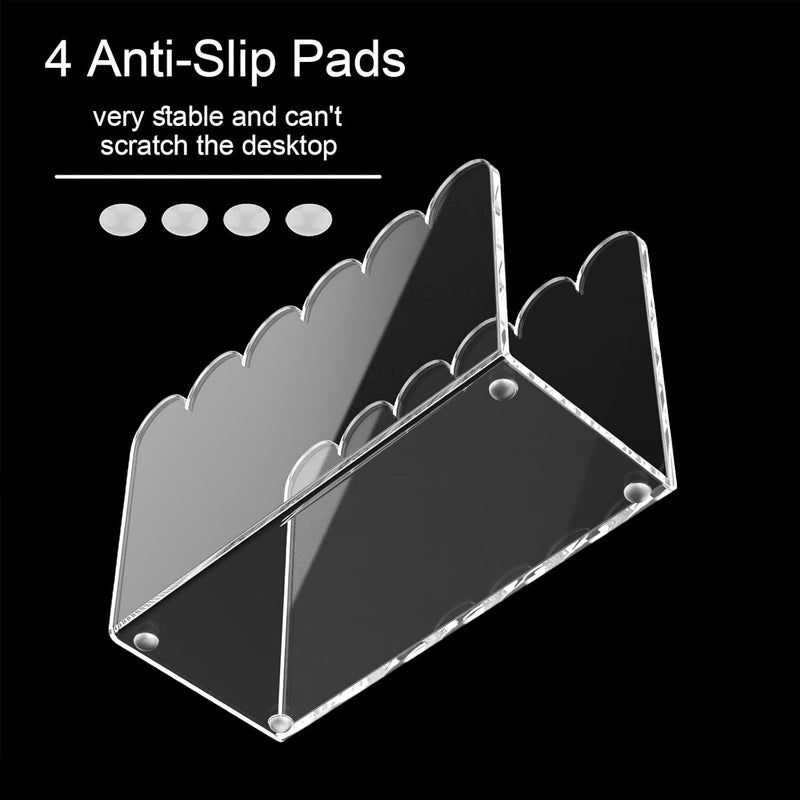 YAGELI 1-Slot Acrylic Mail Organizer for Desktop – Scalloped Clear Document Sorter, Vertical File Holder for Office/Home, Space-Saving Desk Organizer for Letters,Envelope,Bills,Stationery - Image 4